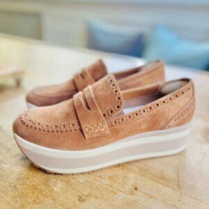 Dolce Vita Janine Platform Sneakers Camel Brown Suede Size 8M